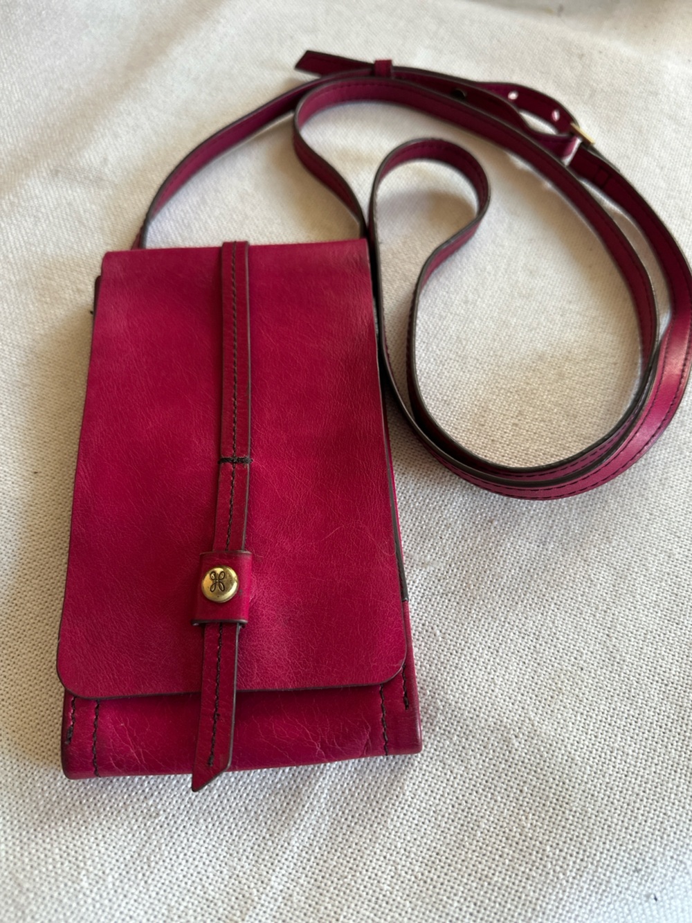 HOBO Magenta Leather Token Crossbody Phone Wallet
